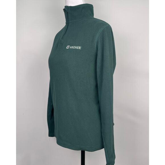 Lands’ End Unisex Youth Large Forest Green Fleece Quarter Zip Pullover 14–16 - Picture 3 of 10